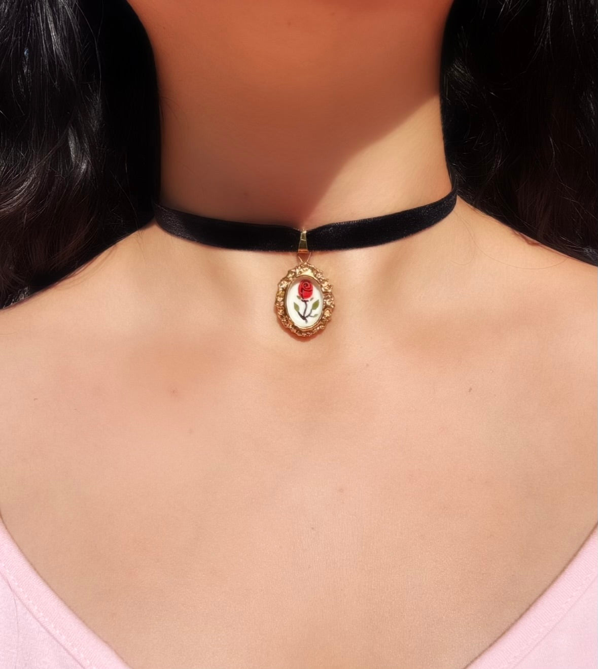 enchanted rose necklace | 22k gold lustre